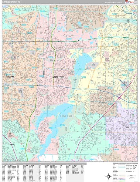 Grand Prairie, TX Zip Code Map